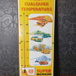 Emailschild Thermometer Cepsa Barcelona um 1970