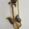 Mid Century Blumen Brosche vergoldet