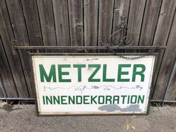 Antiker Gusseisenrahmen mit Werbeschild Doppelseitig - Image 3