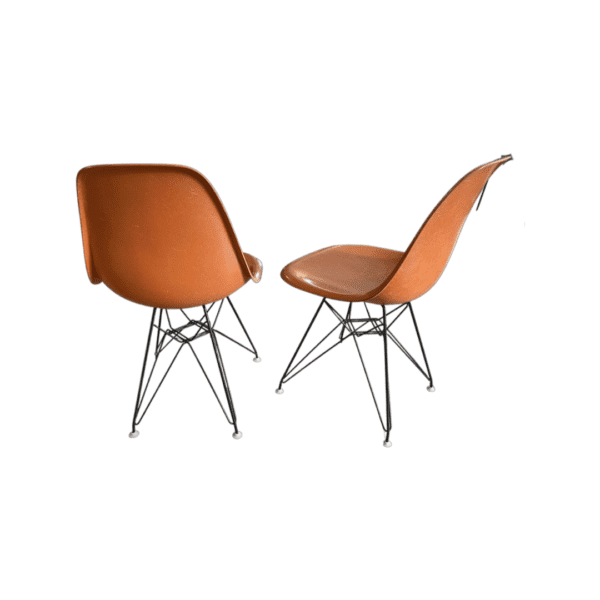 2er Set Vintage Eames Fiberglas Stühle Orange - Image 2