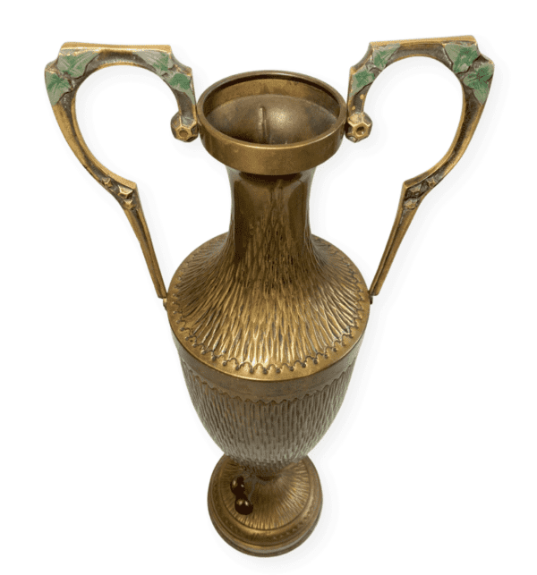 Grosse Jugendstil Amphore / Vase Messing um 1900 – Bild 2