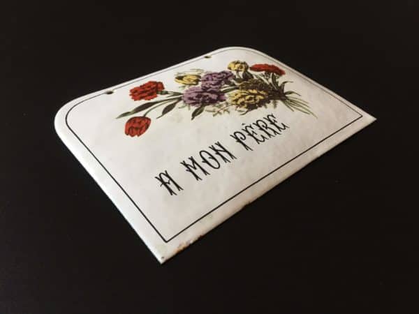 Altes Emailschild um 1900 "A mon Pére" - Image 2