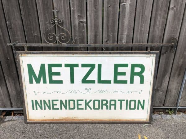 Antiker Gusseisenrahmen mit Werbeschild Doppelseitig - Image 4