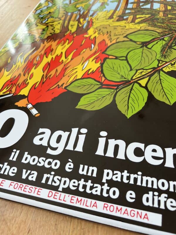 Altes Emailschild Waldbrand Italien - Image 2
