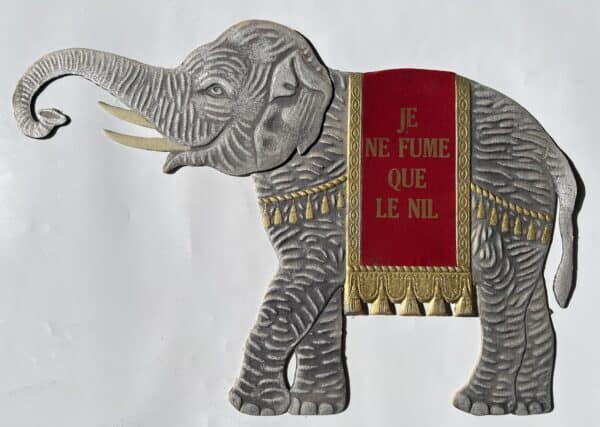 Le Nil altes Werbeschild mit Elefant von Antik-Unique Nidau