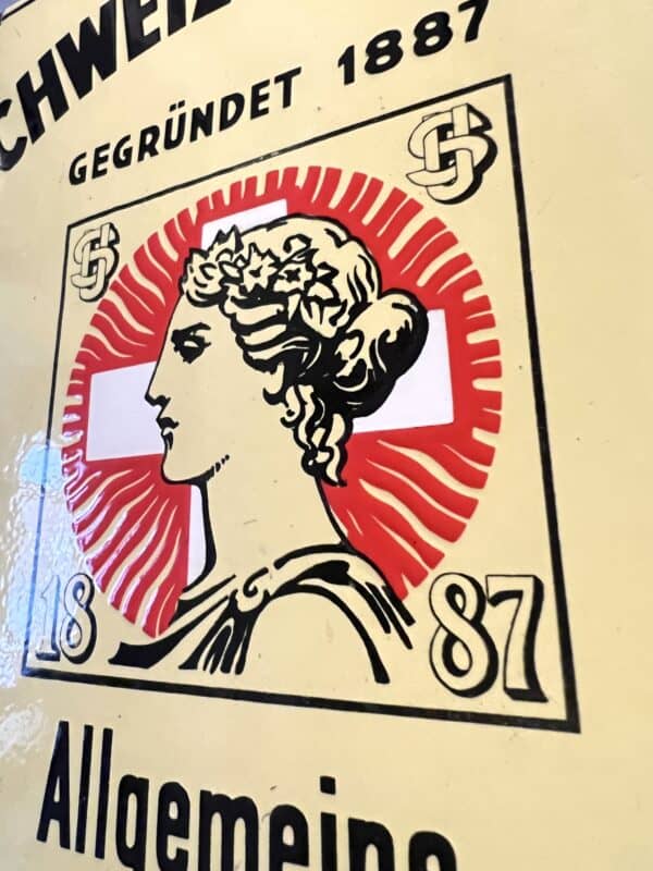 Ca. 100 Jahre altes Emailschild der Schweizer Union Genf. Sehr schweres hochwertiges Schild, Zuckergussartig Emailliert. Grösse 40x30cm