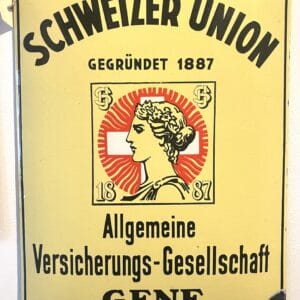 Ca. 100 Jahre altes Emailschild der Schweizer Union Genf. Sehr schweres hochwertiges Schild, Zuckergussartig Emailliert. Grösse 40x30cm
