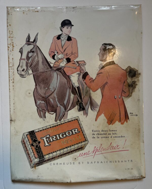 Frigor Schokolade antikes Blechschild um 1950