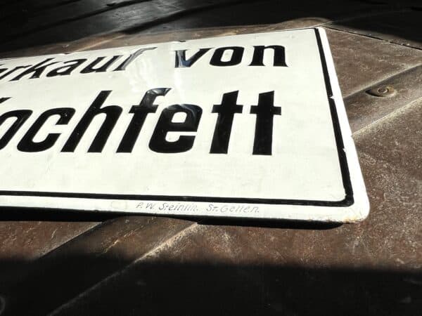 Emailschild Verkauf von 1A Kochfett um 1900 - Image 2