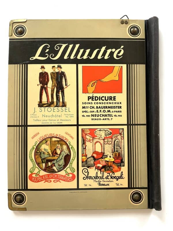 Antike Zeitungsmappe aus Imoglas um 1900mit Werbung Hohlwein