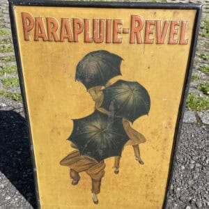Parapluie Revell altes Blechschild mit Schirmständer um 1925 Cappiello
