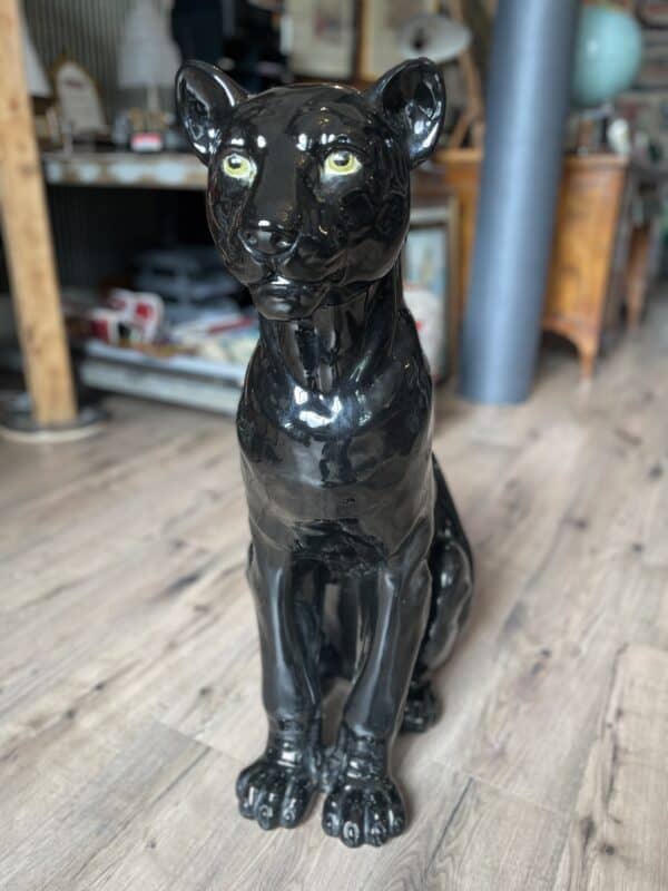 Keramikfigur Schwarzer Panther um ca. 1980