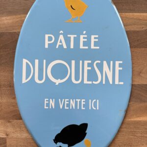 Emailschild Patée Duquesne um 1950