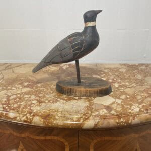 Lockvogel aus Holz, schwarz/grau mit weissem Halsband